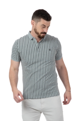 Imagine Tricou gri cu dungi negre 19830-4