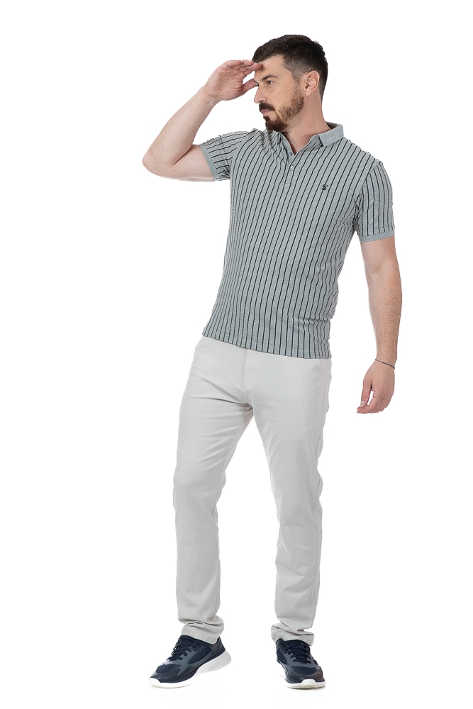 Imagine Tricou gri cu dungi negre 19830-4