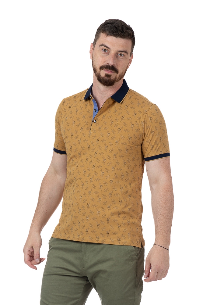Imagine Tricou maro cu flori P23305S-3