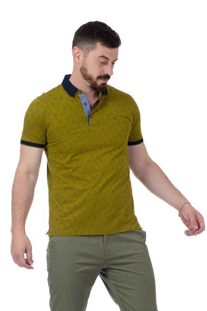 Imagine Tricou verde cu flori P23305S-4