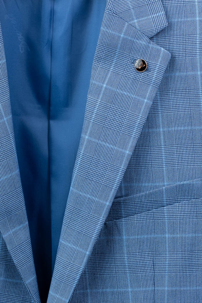 Imagine Sacou bleu in carouri  A23356-8
