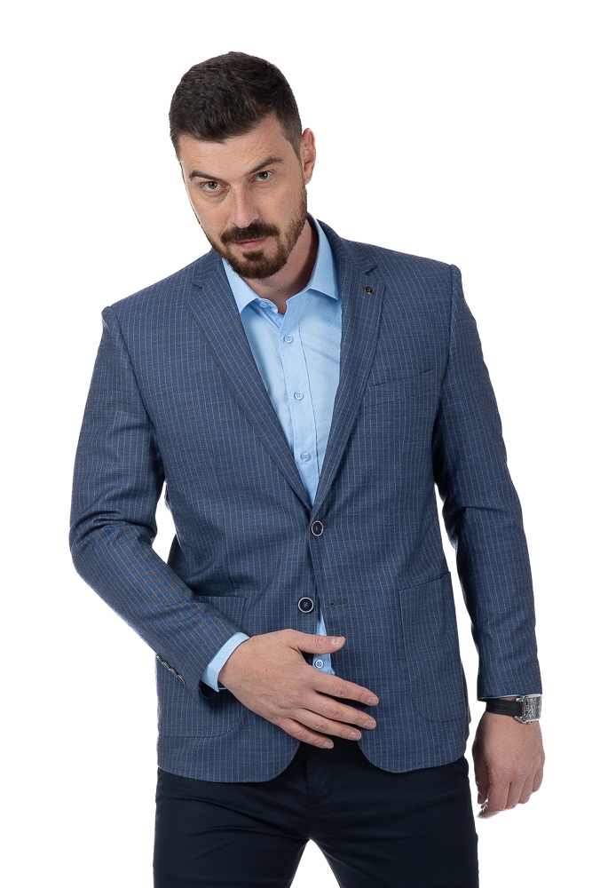 Imagine Sacou albastru cu dungi gri D23607-31