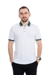 Imagine Tricou alb cu guler verde 23913-1