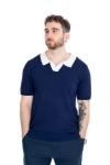 Imagine Bluza maneca scurta bleumarin cu guler alb 1123-647