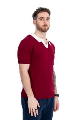 Imagine Bluza maneca scurta visinie cu guler alb 1123-745