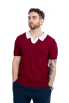 Imagine Bluza maneca scurta visinie cu guler alb 1123-745