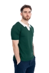 Imagine Bluza maneca scurta verde cu guler alb 1123-754