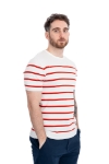 Imagine Bluza maneca scurta alba cu dungi caramizii 1124-3