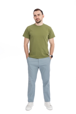 Imagine Pantalon regular albastru de chiciura R619-76