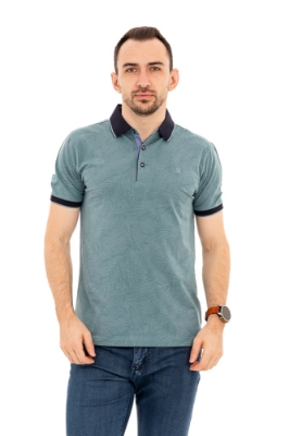 Imagine Tricou verde pin cu frunze exotice L2607